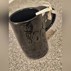 Rae Dunn BOO Tall Black Halloween Mug 24oz Scary